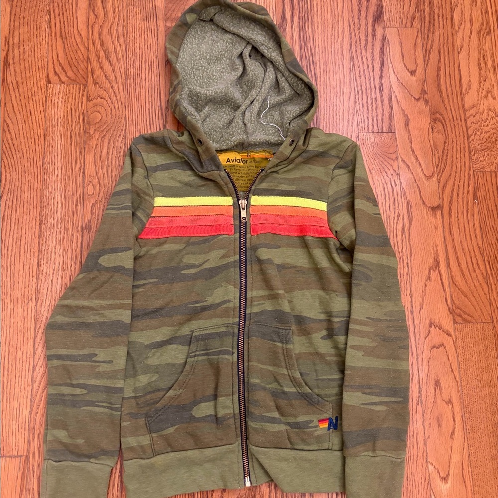 Aviator Nation Camo Zip-Up Hoodie – Size 8 (Youth / Women’s XS)